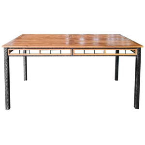 63" Outdoor Dining Table with Acacia Wood Slatted Tabletop