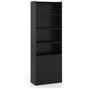 70 Inch Bookcase 6-Tier with Adjustable Shelves and 2-Door Cabinet-Black