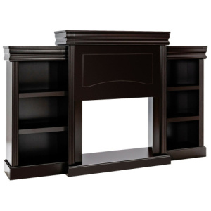 70 Inch Modern Fireplace Media Entertainment Center with Bookcase-Brown