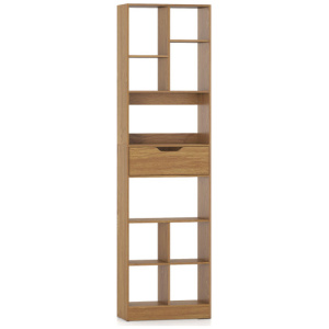 71inch Tall Freestanding Bookcase with Drawer 10-Cube Storage Organizer-Natural