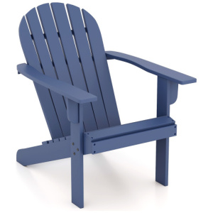 Acacia Wood Lounge Patio Adirondack Chair with Inclined Seat-Blue