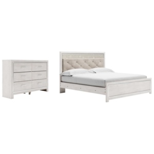 Altyra King Panel Bed with Dresser, White