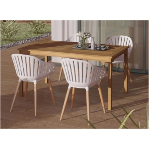 Amazonia Outdoor 5-pc. Rectangular Patio Dining Table Set w/ Eucalyptus Chairs