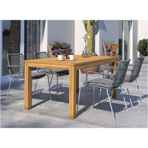 Amazonia Outdoor 5-pc. Rectangular Patio Dining Table Set w/ Rope Steel Chairs
