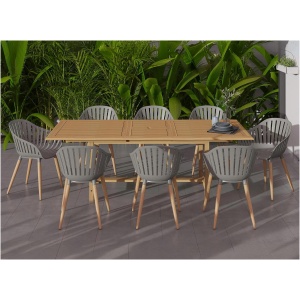 Amazonia Outdoor 9-pc. Rectangular Patio Dining Table Set w/ Eucalyptus Chairs