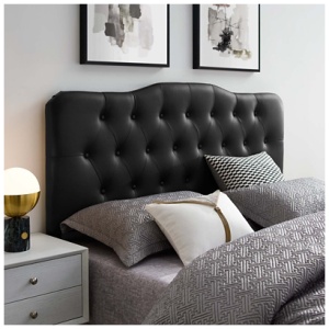 Annabel Queen Upholstered Vinyl Headboard, Black