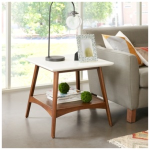 Avenu End Table, Off White/Pecan
