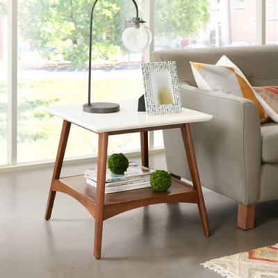 Avenu End Table, Off White/Pecan