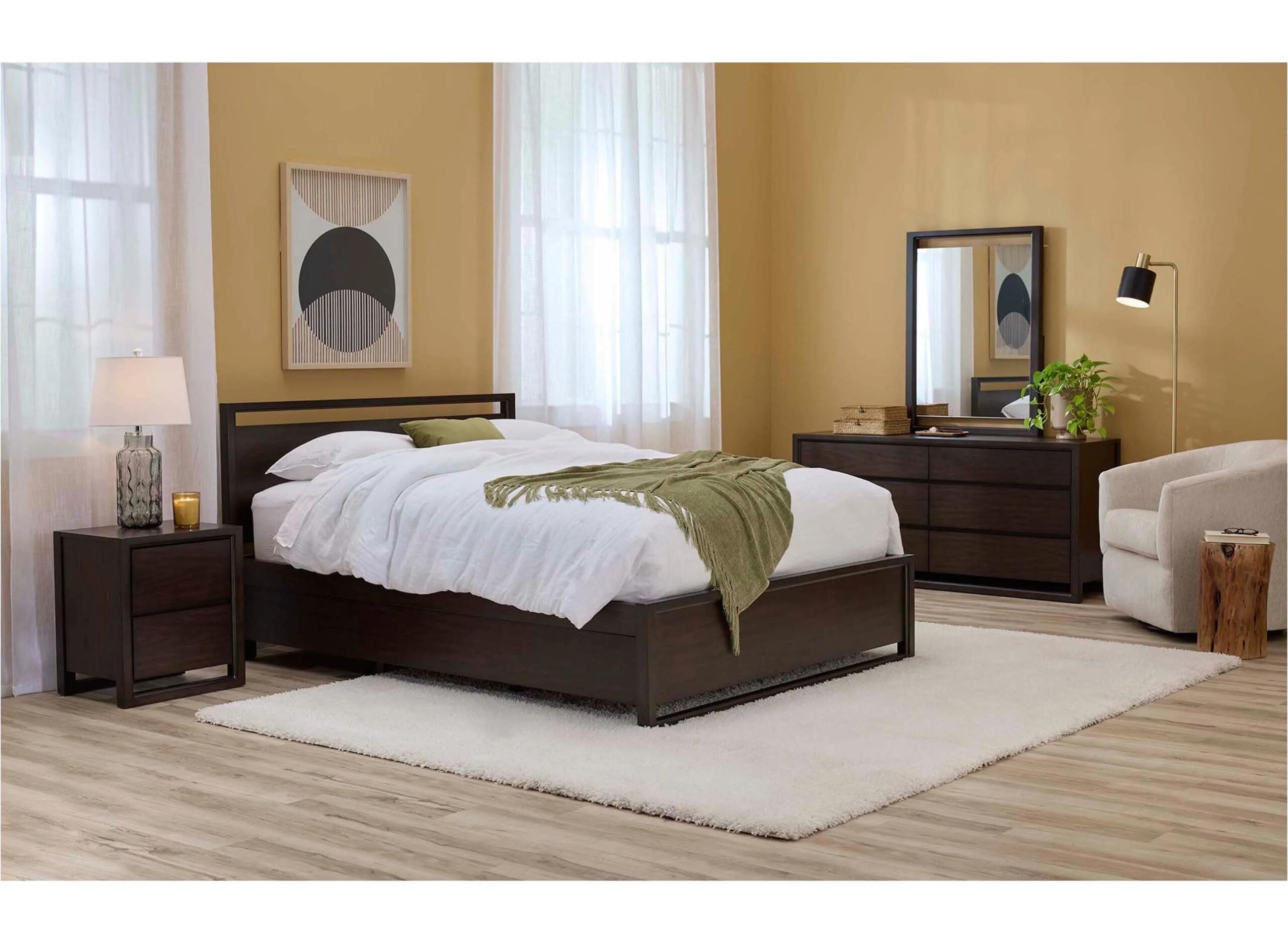 Aversa 4-pc. Platform Bedroom Set w/ 1-Side Storage Bed & 2-Drawer Nightstand