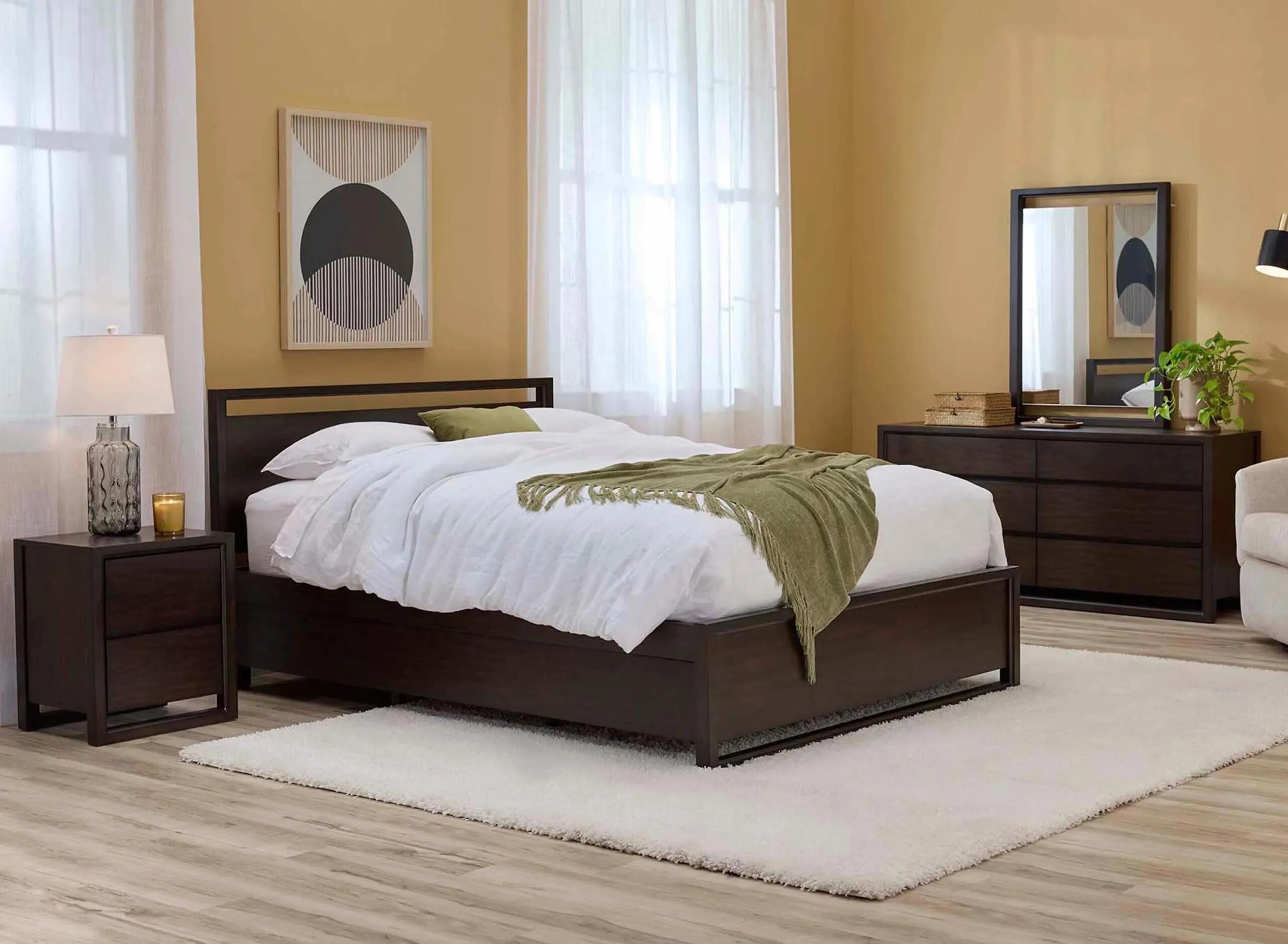 Aversa 4-pc. Platform Bedroom Set w/ 2-Side Storage Bed & 1-Drawer Nightstand