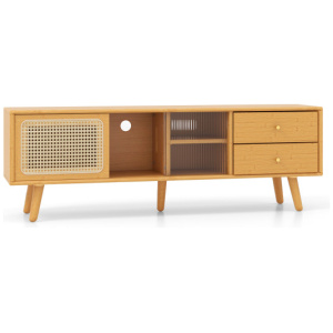 Bamboo TV Stand for TV up to 65 Inch-Natural