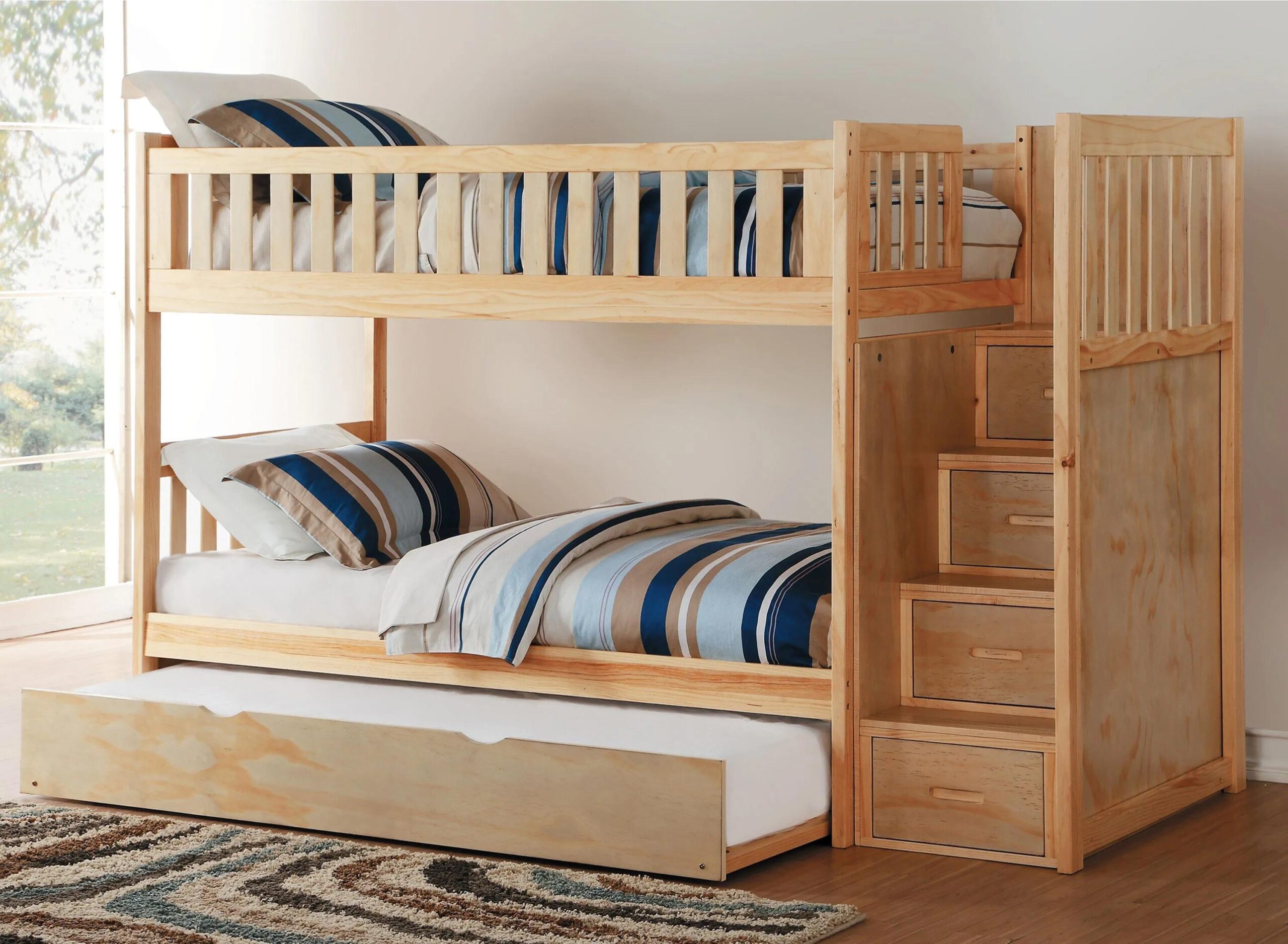 Belisar Bunk Bed With Trundle & Storage Staircase