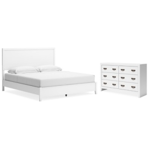 Binterglen King Panel Bed with Dresser, White