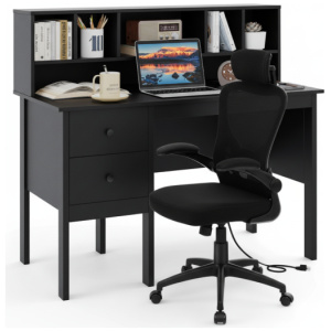 Black 48 inch Computer Desk and Ergonomic Mesh Office Chair Bundle for Home Office