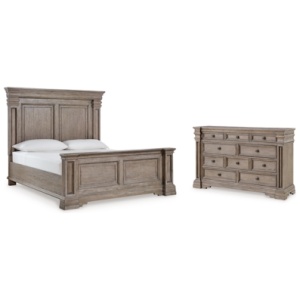 Blairhurst Queen Panel Bed with Dresser, Light Grayish Brown