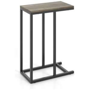 C-shaped Side Table with Heavy-duty Metal Frame-Oak