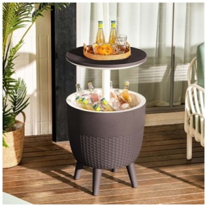 Cancun 2-in-1 Outdoor Cooler Side Table, Brown