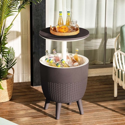 Cancun 2-in-1 Outdoor Cooler Side Table, Brown