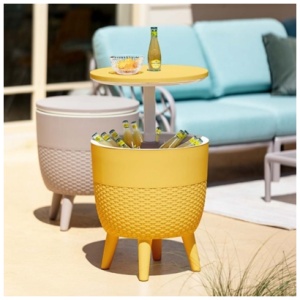 Cancun 2-in-1 Outdoor Cooler Side Table, Gold
