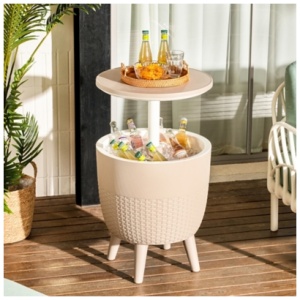 Cancun 2-in-1 Outdoor Cooler Side Table, Taupe
