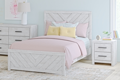 Cayboni Full Panel Bed, Whitewash
