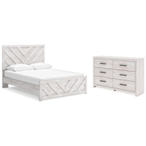 Cayboni Queen Panel Bed with Dresser, Whitewash