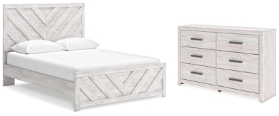 Cayboni Queen Panel Bed with Dresser, Whitewash