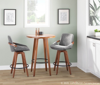 Cosmo Counter Height Bar Stool, Walnut/Gray/Black