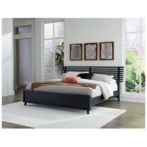 Danziar King Slat Panel Bed with Framed Panel Footboard, Black