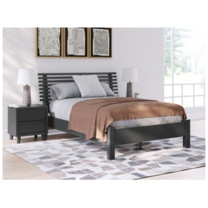 Danziar Slat Panel Bed with Post Leg Footboard, Black