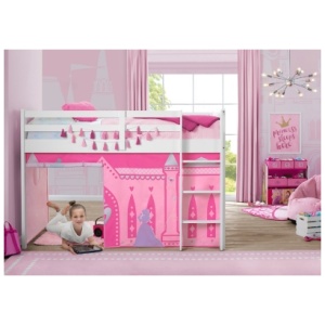 Delta Children Disney Princess Loft Bed Tent - Curtain Set For Low Twin Loft Bed (bed Sold Separately), Pink
