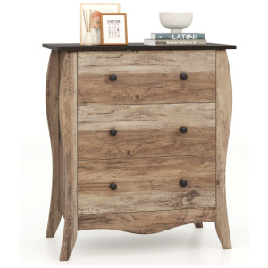 Dresser for Bedroom with 3 Folding Fabric Drawers and Anti-tipping Kit-Brown