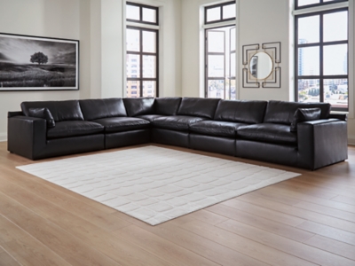 Emilia 6-Piece Leather Modular Sectional, Black