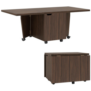 Foldable Coffee Table with Storage Cabinet Extendable Center Table-Walnut