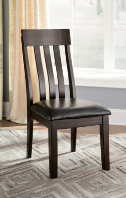Haddigan Rake Back Upholstered Dining Chair Leather, Dark Brown