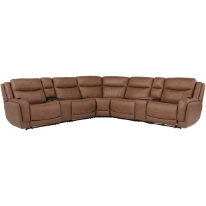 Harbin 7-pc. Leather Triple Power Sectional w/ Cooler Console