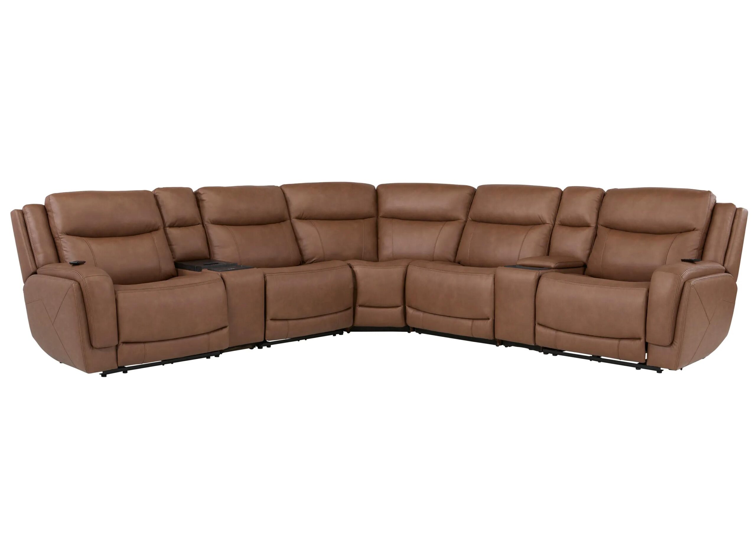Harbin 7-pc. Leather Triple Power Sectional w/ Cooler Console