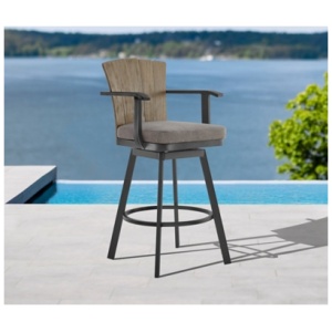 Hazel Outdoor Patio Swivel Counter Stool, Charcoal