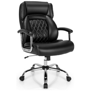 Height Adjustable Big and Tall Office Chair Computer Desk Chair with Metal Base-Black