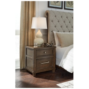 Hillcott 26" 2 Drawer Charging Nightstand, Dark Brown