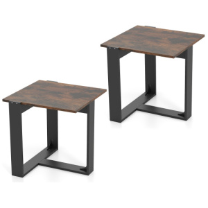 Industrial Sofa End Table with Metal Frame-2