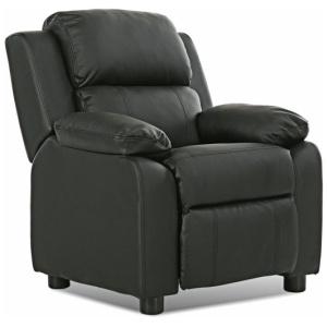Kids Deluxe Headrest Recliner Sofa Chair with Storage Arms-Black