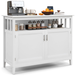 Kitchen Buffet Server Sideboard Storage Cabinet with 2 Doors and Shelf-White
