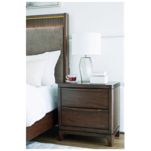 Korestone 26" 2 Drawer Charging Nightstand, Dark Brown