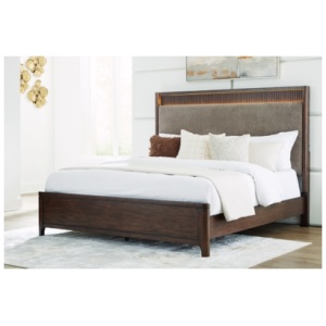 Korestone California King Upholstered Panel Bed, Dark Brown