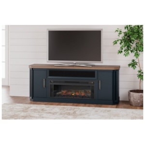 Landocken 83" TV Stand with Electric Fireplace, Two-tone