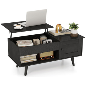 Lift Top Coffee Table with Storage and Hidden Compartment-Black