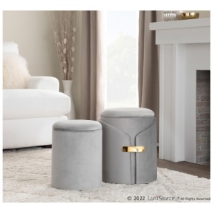LumiSource Dahlia Ottoman Set, Silver