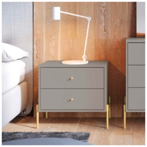 Manhattan Comfort 25" 2 Drawer Nightstand, Gray