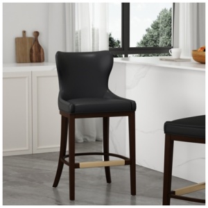 Manhattan Comfort Blair Bar Height Bar Stool, Black